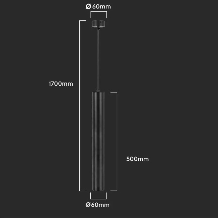 Viseći luster 1xGU10/35W/230V 50 cm crna