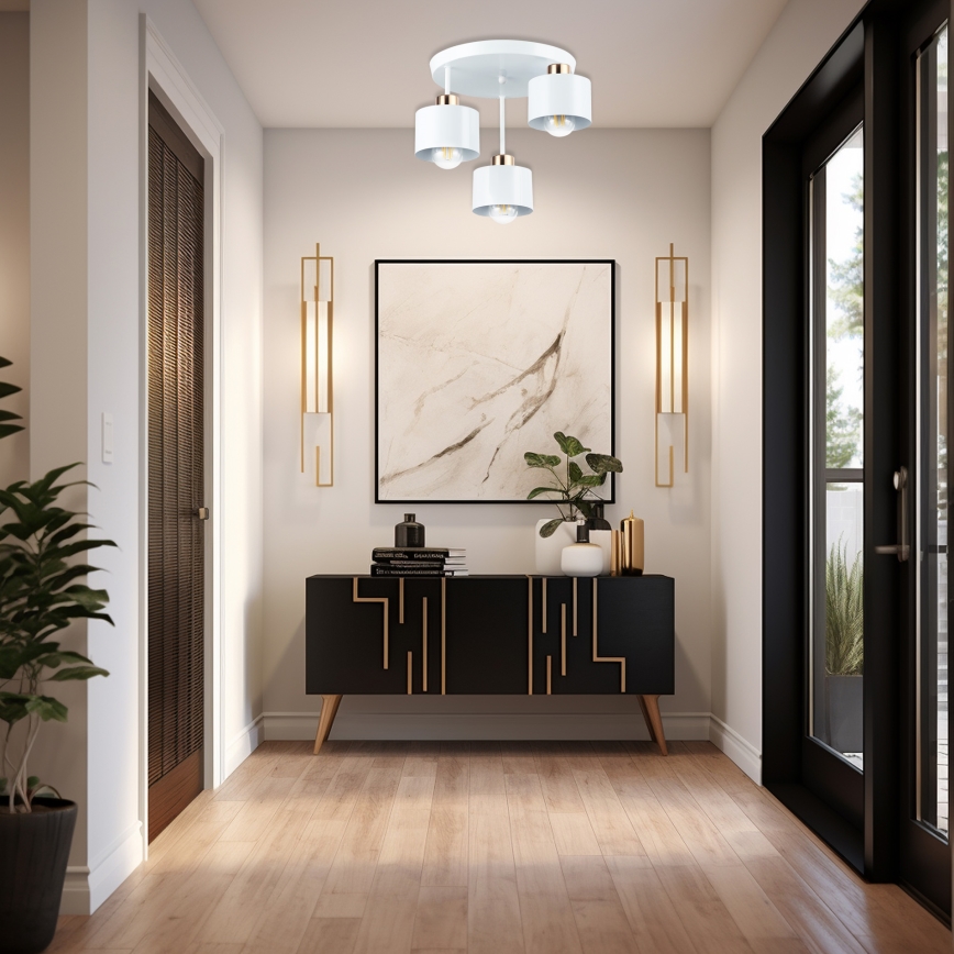 Viseći luster 3xE27/35W/230V pr. 30 cm bijela/zlatna