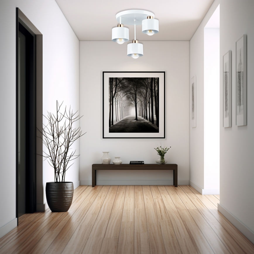Viseći luster 3xE27/35W/230V pr. 30 cm bijela/zlatna