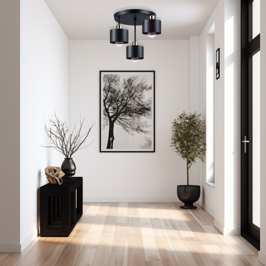Viseći luster 3xE27/35W/230V pr. 30 cm crna/zlatna