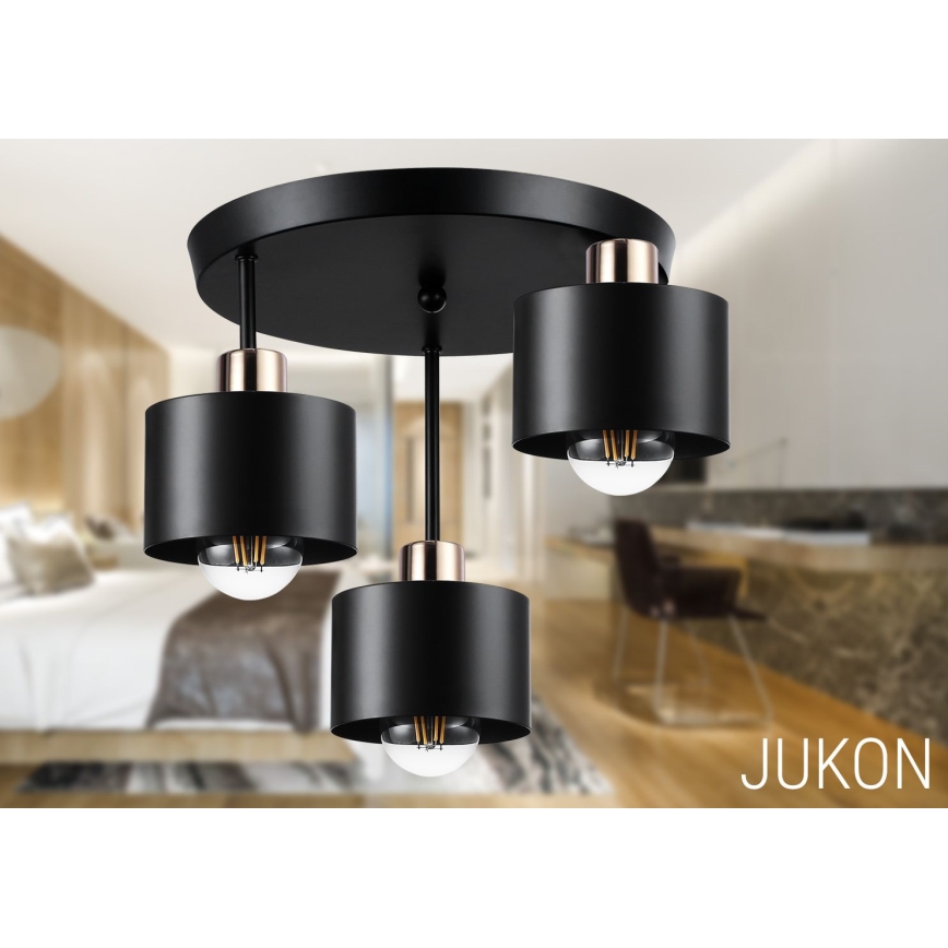 Viseći luster 3xE27/35W/230V pr. 30 cm crna/zlatna