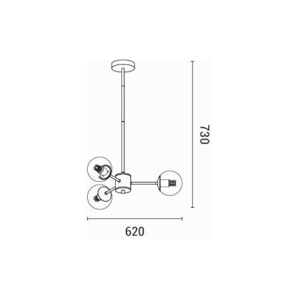 Viseći luster 3xE27/40W/230V mesing
