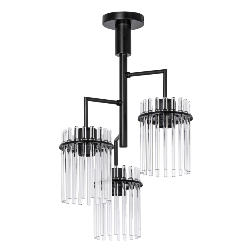 Viseći luster 3xE27/60W/230V crna/prozirna