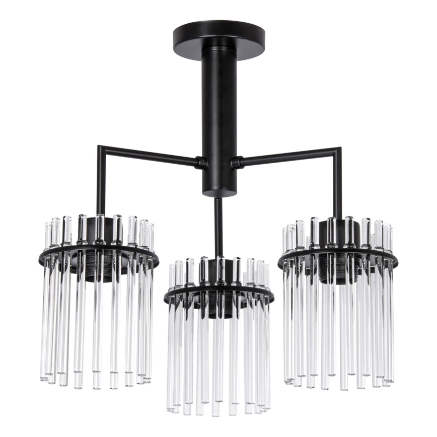 Viseći luster 3xE27/60W/230V crna/prozirna