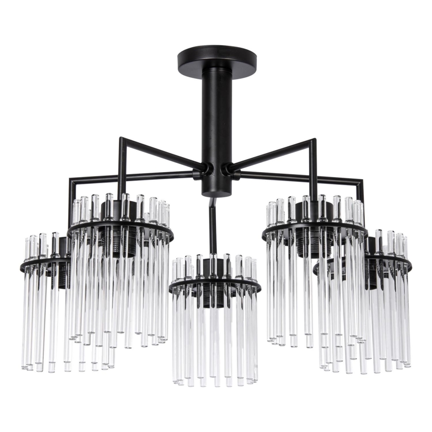 Viseći luster 5xE27/60W/230V crna/prozirna
