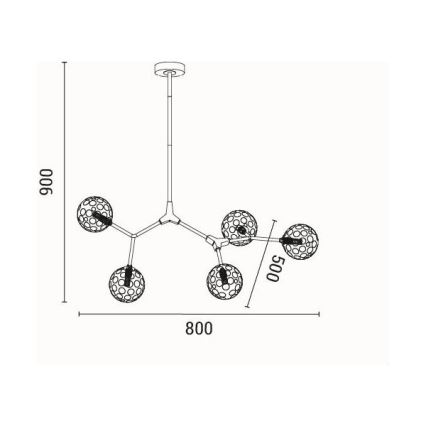 Viseći luster 5xG9/15W/230V siva