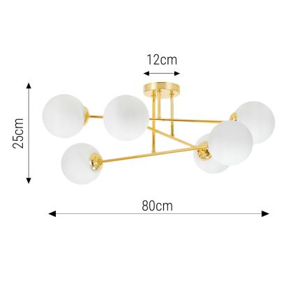 Viseći luster 6xE27/35W/230V pr. 80 cm zlatna