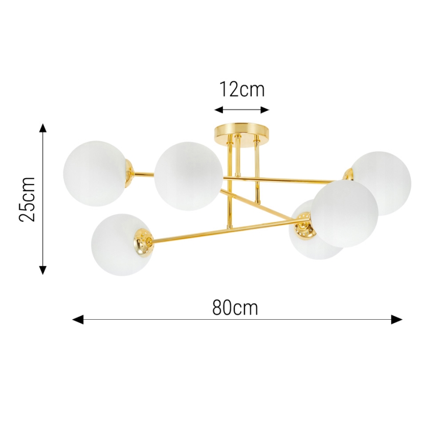 Viseći luster 6xE27/35W/230V pr. 80 cm zlatna