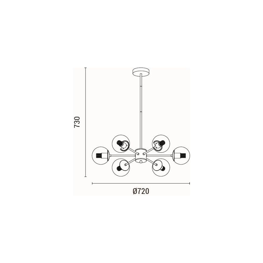 Viseći luster 6xE27/40W/230V mesing