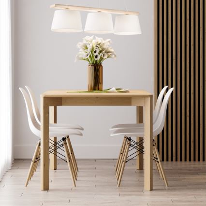 Viseći luster AIDA na sajli 3xE27/60W/230V Ø 25 cm hrast/bijela