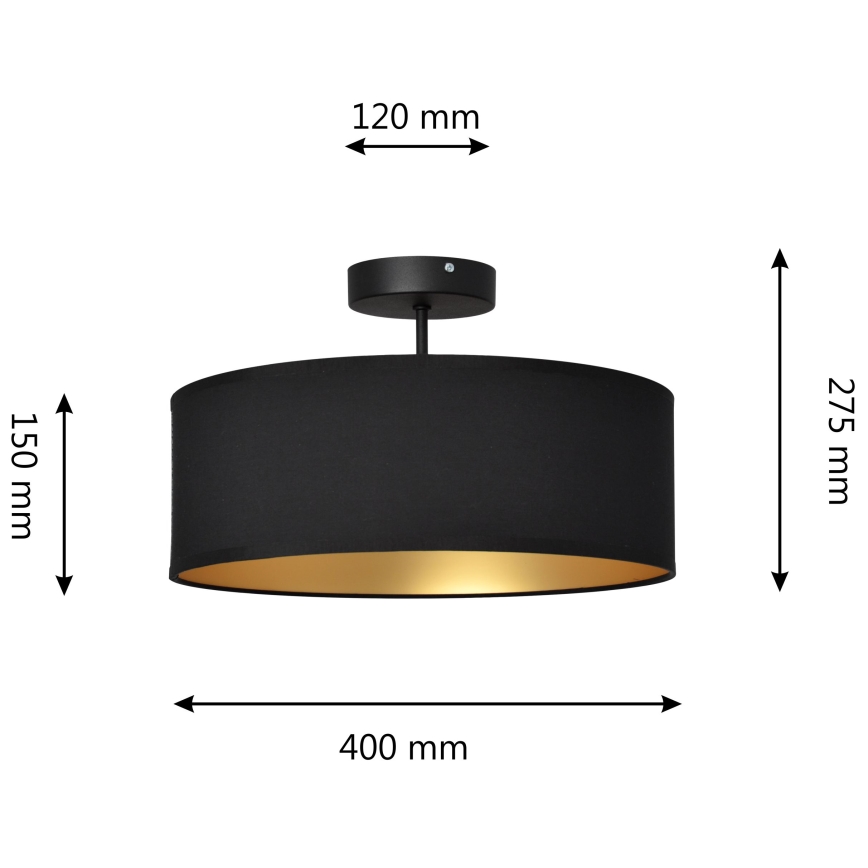 Viseći luster ALBA 3xE27/15W/230V crna/zlatna