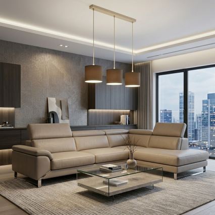Viseći luster ARDEN na sajli 3xE27/15W/230V bež/smeđa