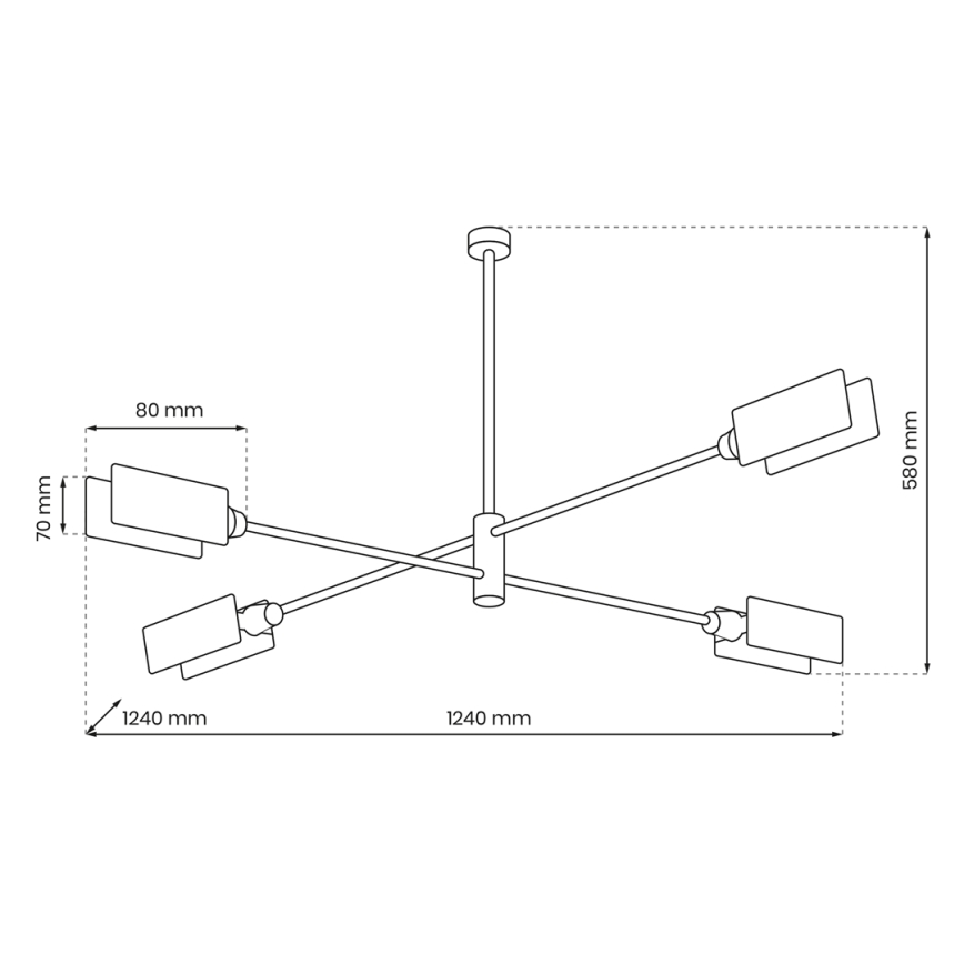 Viseći luster ASTRA 4xE27/60W/230V crna