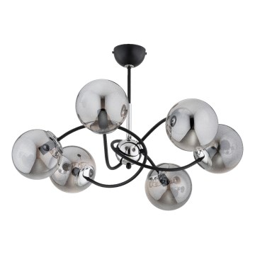 Viseći luster AURORA 6xE14/10W/230V crna/sjajni krom