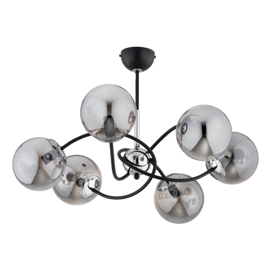 Viseći luster AURORA 6xE14/10W/230V crna/sjajni krom