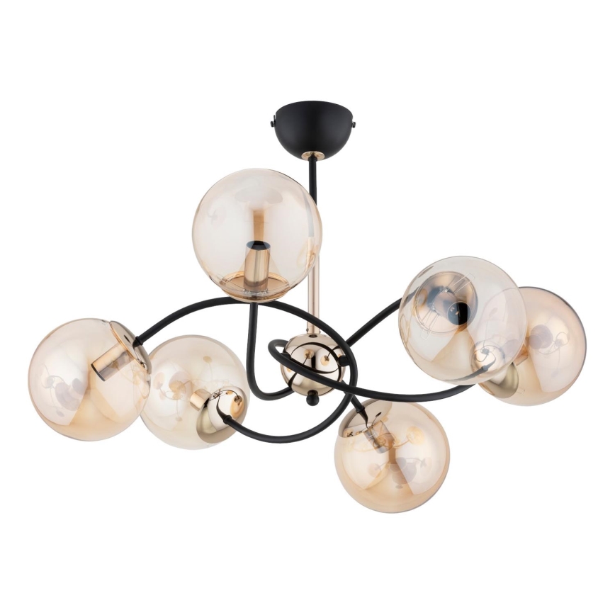 Viseći luster AURORA 6xE14/10W/230V crna/zlatna