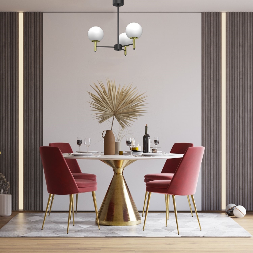 Viseći luster AWINION 3xE27/15W/230V bijela/zlatna/crna