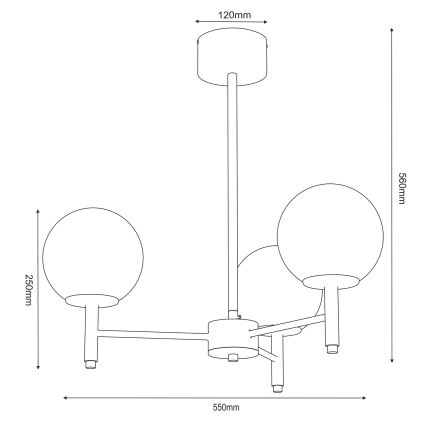 Viseći luster AWINION 3xE27/15W/230V bijela/zlatna/crna