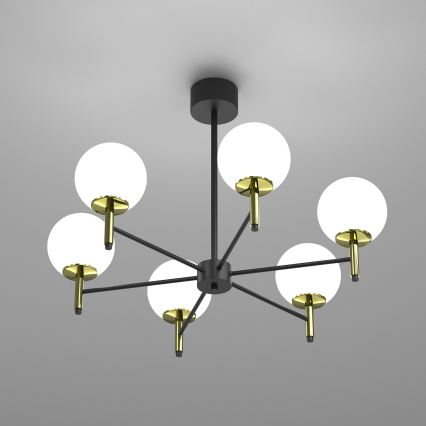 Viseći luster AWINION 6xE27/15W/230V bijela/zlatna/crna