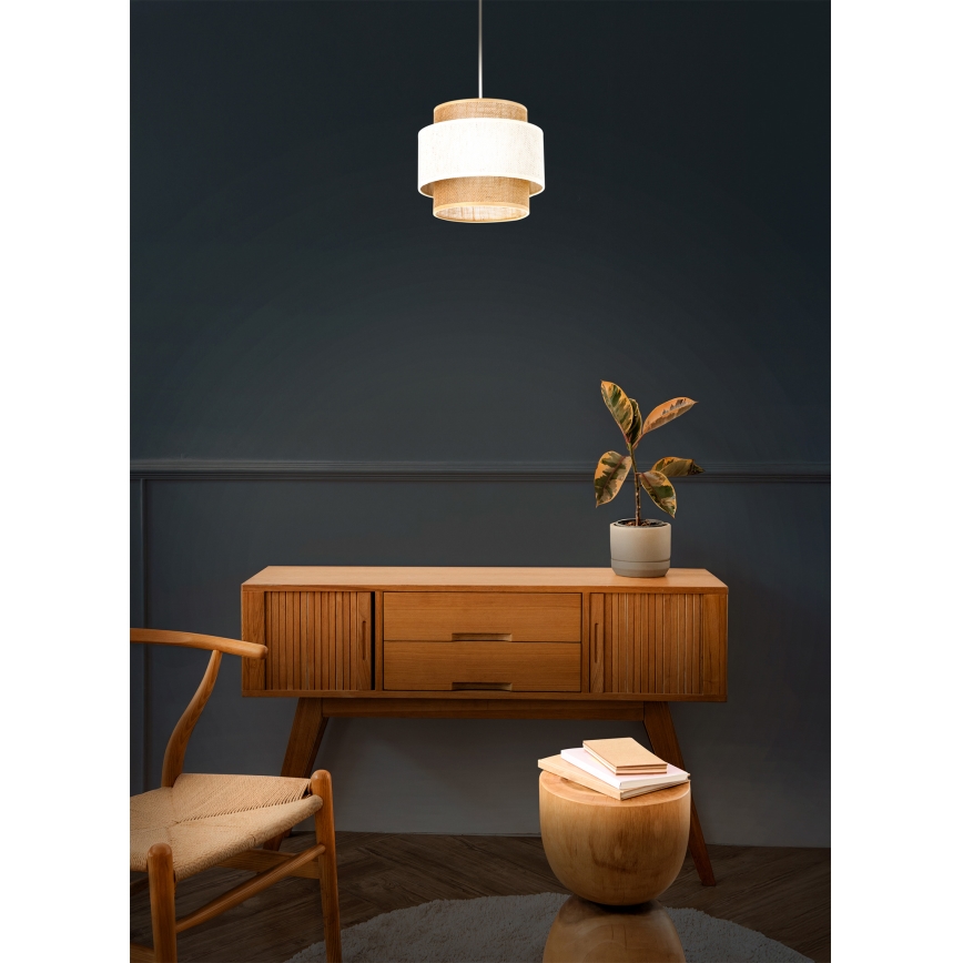 Viseći luster BOHO na sajli 1xE27/60W/230V Ø 20 cm krem/juta