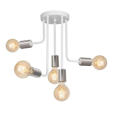 Viseći luster CANDELA 5xE27/15W/230V bijela/sjajni krom