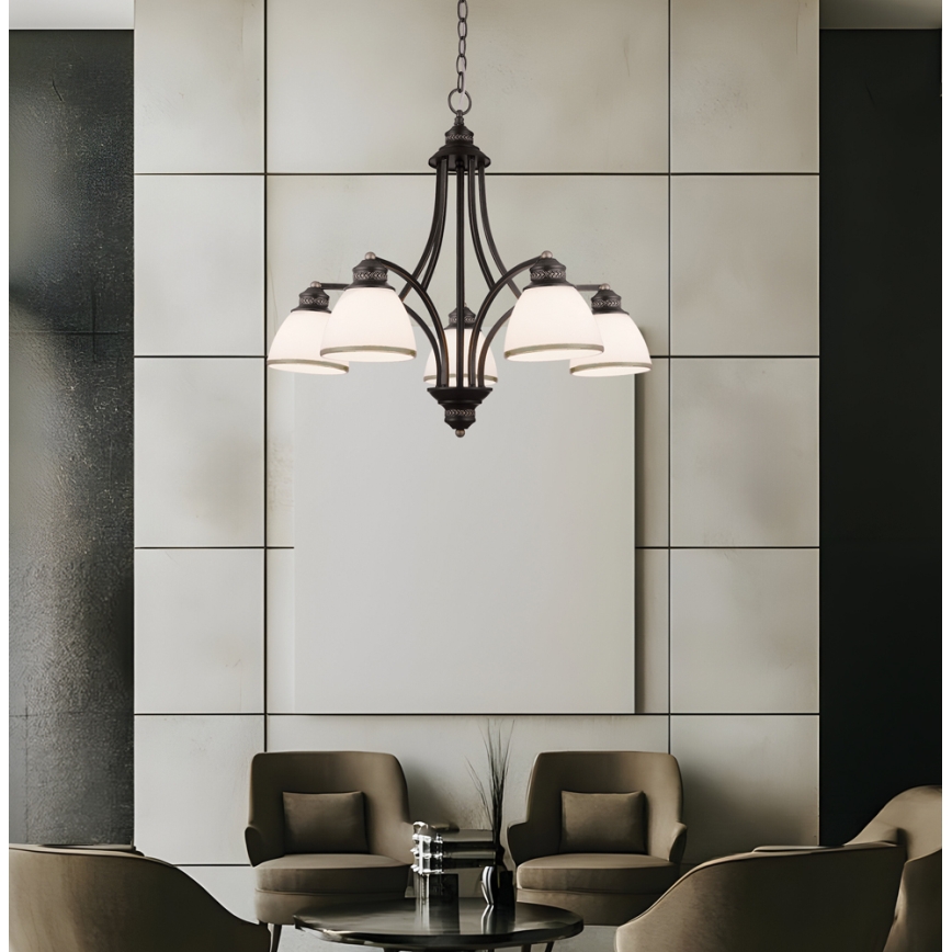Viseći luster CLAIR na kabelu, 5xE27/60W/230V, promjer 65 cm, brončani