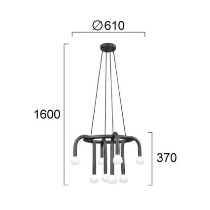 Viseći luster DELORI 8xG9/28W/230V crni