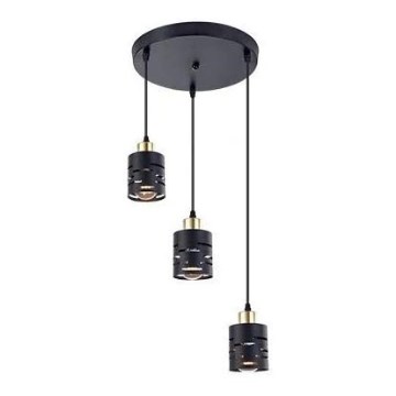 Viseći luster ELEN na sajli 3xE27/35W/230V, promjer 29 cm, crna/zlatna