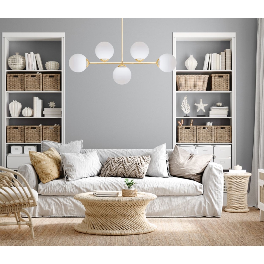 Viseći luster FIRA 5xE27/60W/230V zlatna