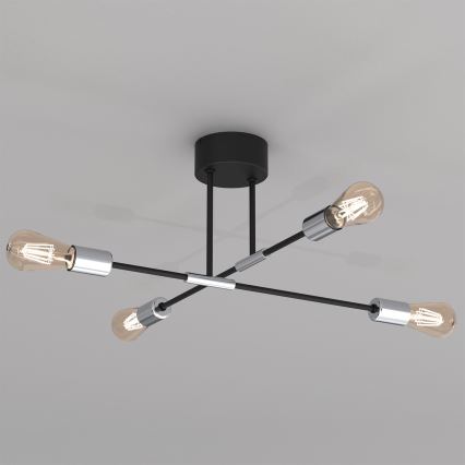 Viseći luster FLAME 4xE27/60W/230V crna/sjajni krom