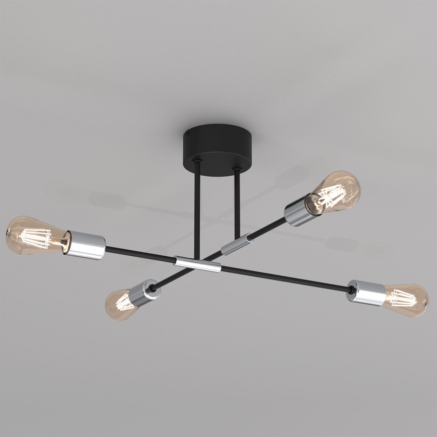 Viseći luster FLAME 4xE27/60W/230V crna/sjajni krom