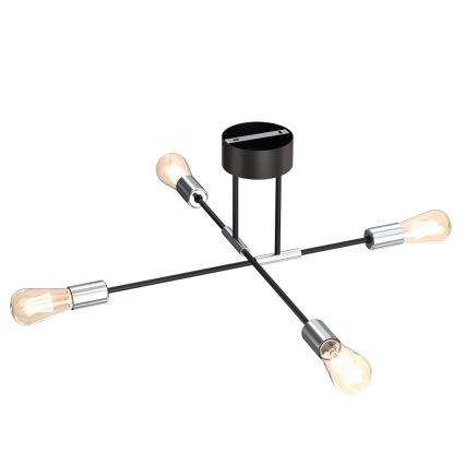 Viseći luster FLAME 4xE27/60W/230V crna/sjajni krom