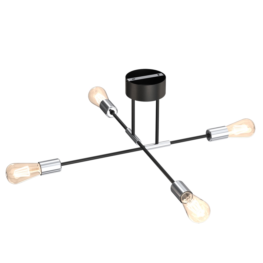 Viseći luster FLAME 4xE27/60W/230V crna/sjajni krom