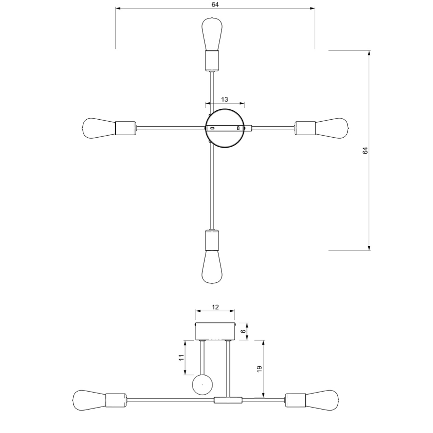 Viseći luster FLAME 4xE27/60W/230V crna/sjajni krom