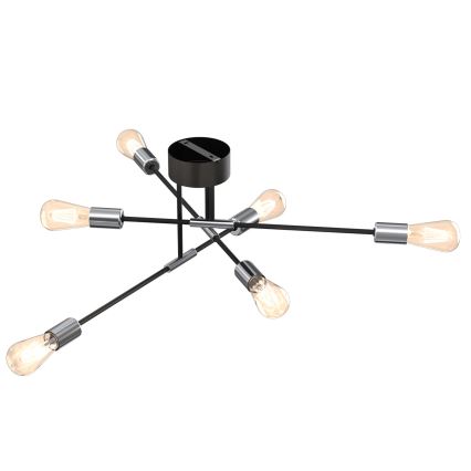 Viseći luster FLAME 6xE27/60W/230V crna/sjajni krom