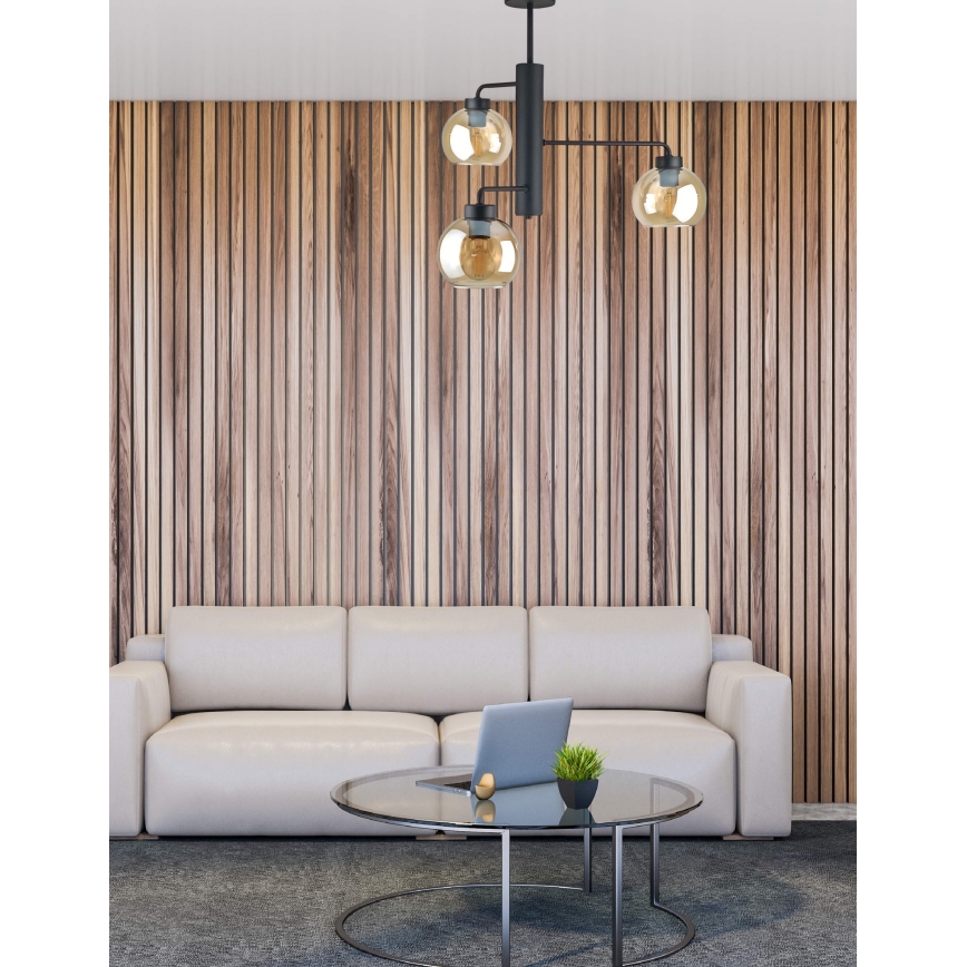 Viseći luster FLEX 3xE27/60W/230V crna/dimna bež
