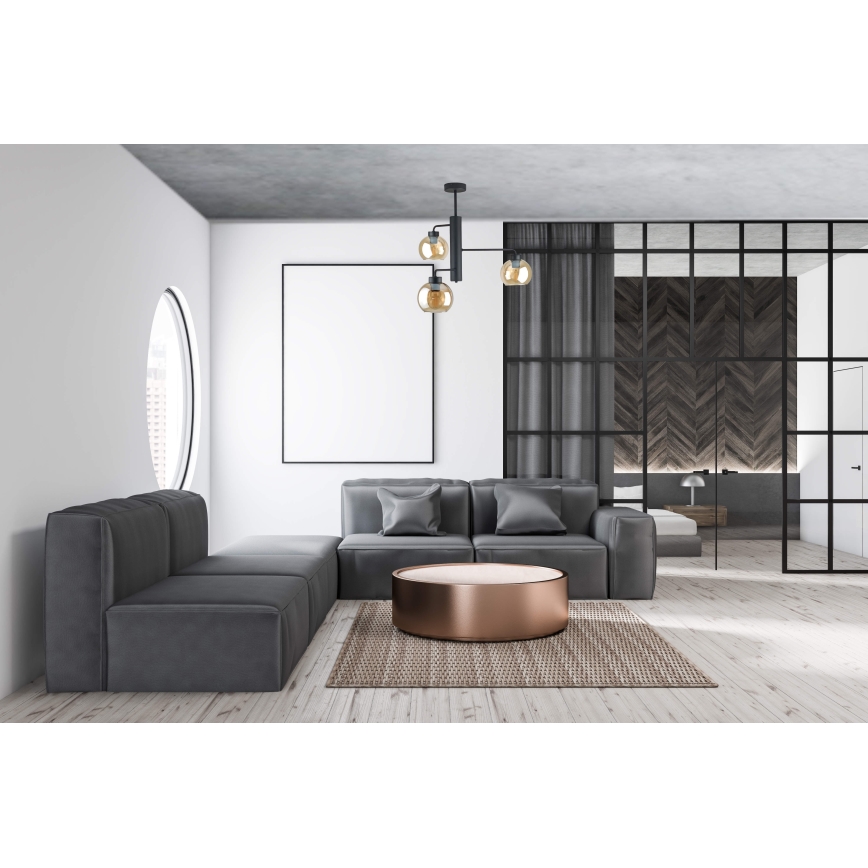 Viseći luster FLEX 3xE27/60W/230V crna/dimna bež