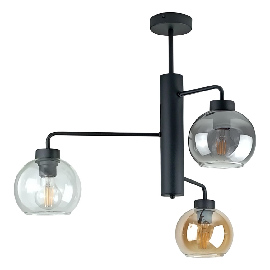 Viseći luster FLEX 3xE27/60W/230V crna/dimna crna/dimna bež/prozirna