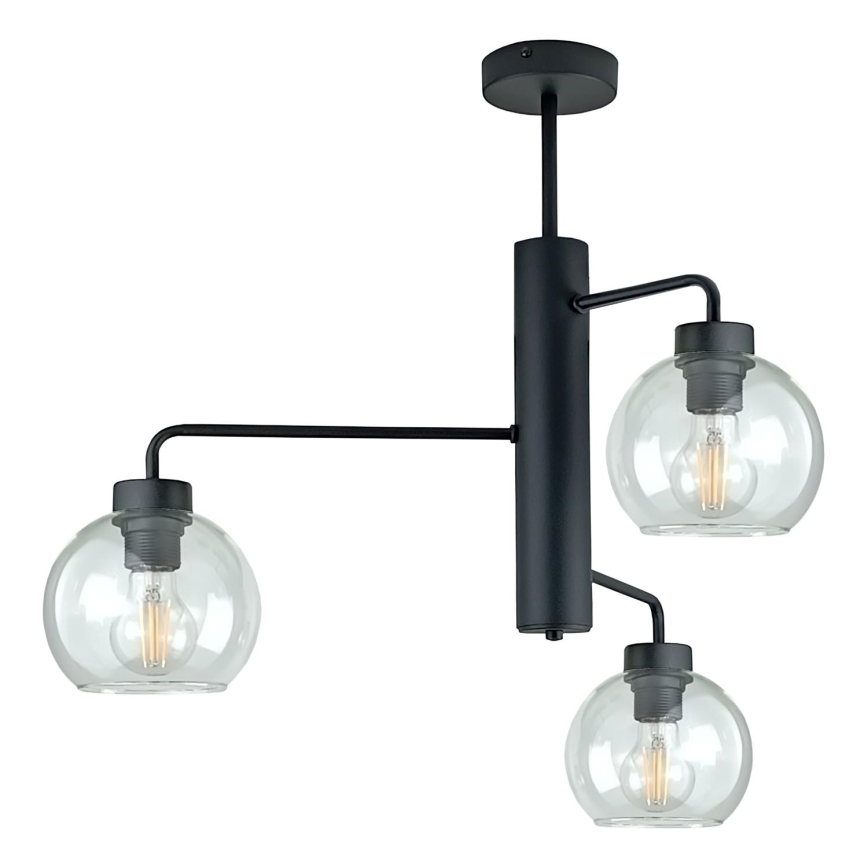 Viseći luster FLEX 3xE27/60W/230V crna/prozirna