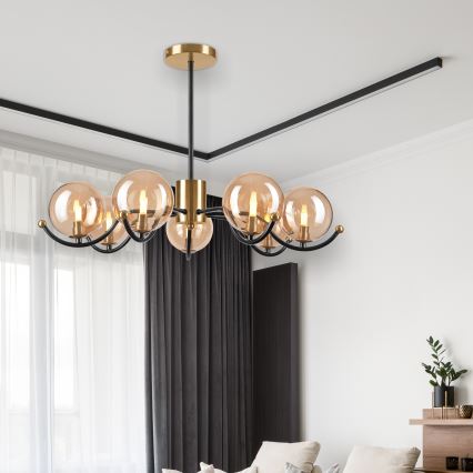Viseći luster GEORGIA 7xE14/5W/230V zlatna/dimna bež