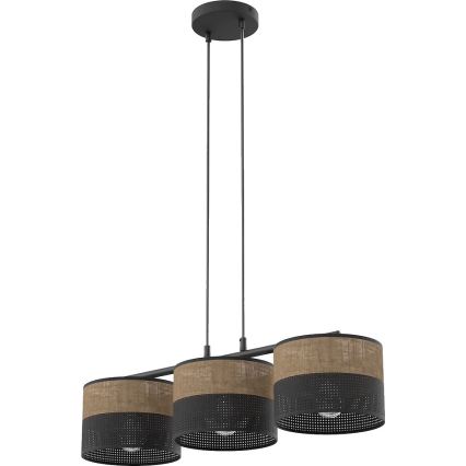 Viseći luster KARBON na sajli 3xE27/15W/230V crna/smeđa