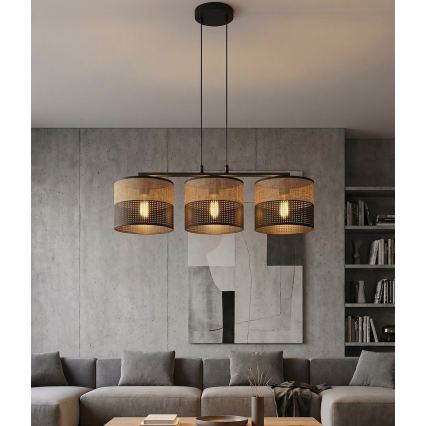 Viseći luster KARBON na sajli 3xE27/15W/230V crna/smeđa