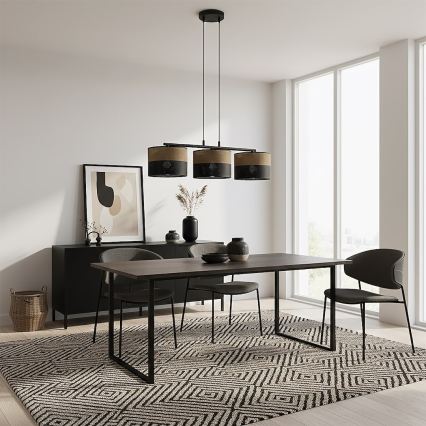 Viseći luster KARBON na sajli 3xE27/15W/230V crna/smeđa