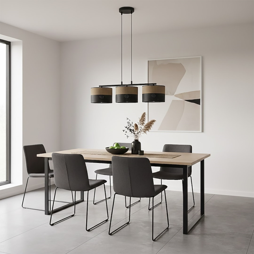 Viseći luster KARBON na sajli 3xE27/15W/230V crna/smeđa