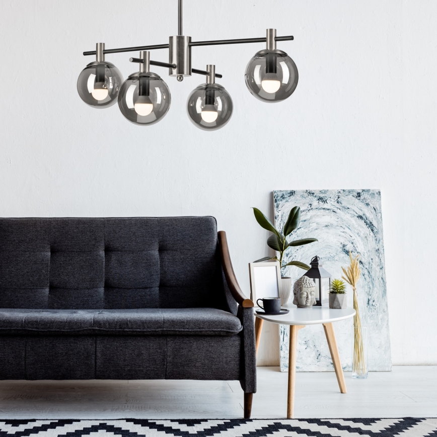 Viseći luster LILOU 4xE14/5W/230V mat krom/dimna