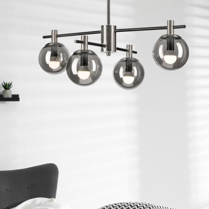 Viseći luster LILOU 4xE14/5W/230V mat krom/dimna