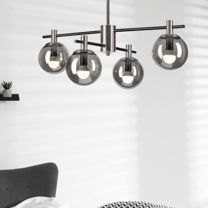 Viseći luster LILOU 4xE14/5W/230V mat krom/dimna