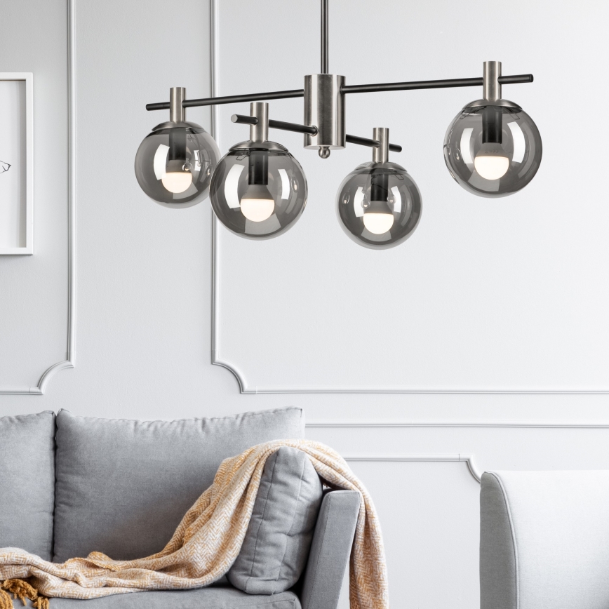 Viseći luster LILOU 4xE14/5W/230V mat krom/dimna