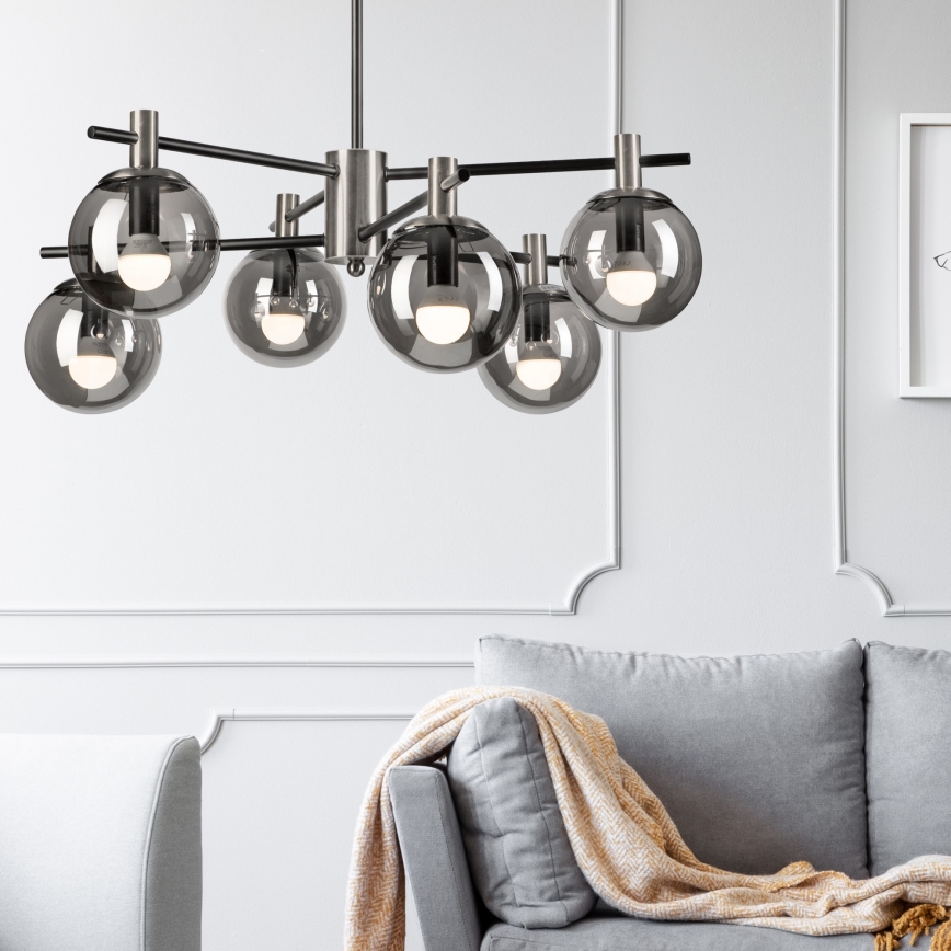 Viseći luster LILOU 6xE14/5W/230V mat krom/dimna