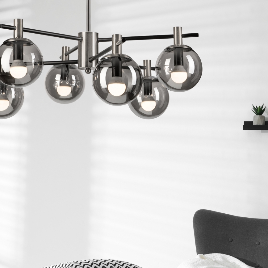 Viseći luster LILOU 6xE14/5W/230V mat krom/dimna